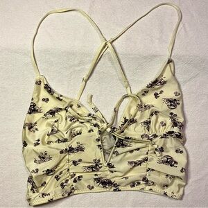 Urban Outfitters Out From Under Cream Rabbit And Mushroom Print Bralette Size M